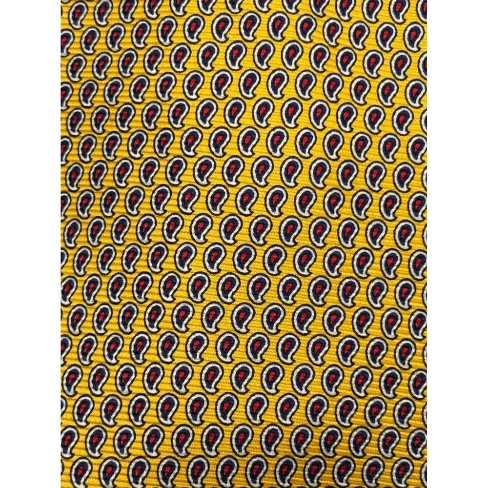 Polo University by Ralph Lauren Yellow Paisley Silk Necktie Hand Finished USA